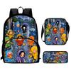 One Piece 3 In 1 Lightweight Adjustable Front Pocket School Backpack Set With Crossbody Bag Pencil Case For Boys Girls Ages 6-10