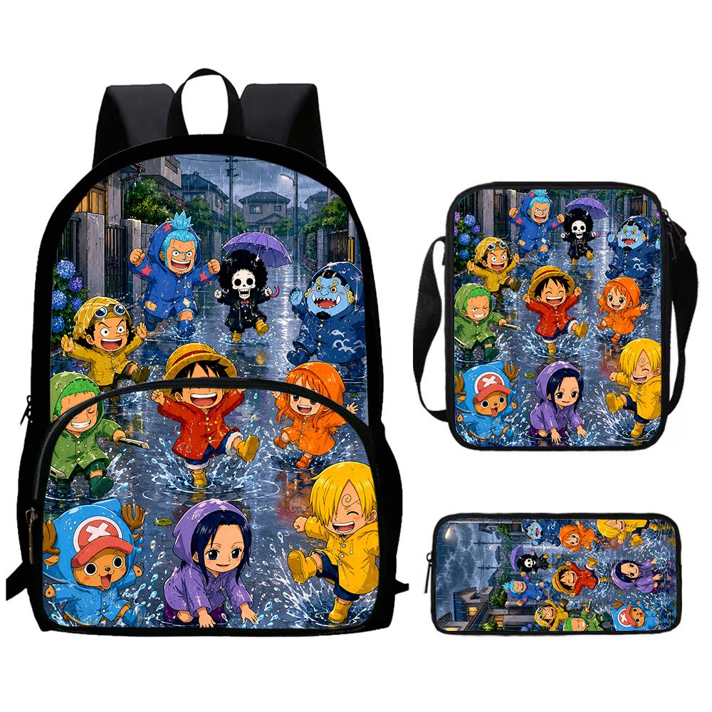 One Piece 3 In 1 Lightweight Adjustable Front Pocket School Backpack Set With Crossbody Bag Pencil Case For Boys Girls Ages 6-10