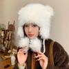 New Warm Hat Fluffy Fur Warm Ear Protection Hat Windproof Coldproof Pullover Cap for Outdoor Cycling Skiing