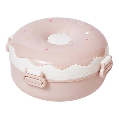 Donut Shaped Lunch Container with Spoon Fork 900ml Bento Lunch Box for Travel and Everyday Use for Adults/Kids/Toddler
