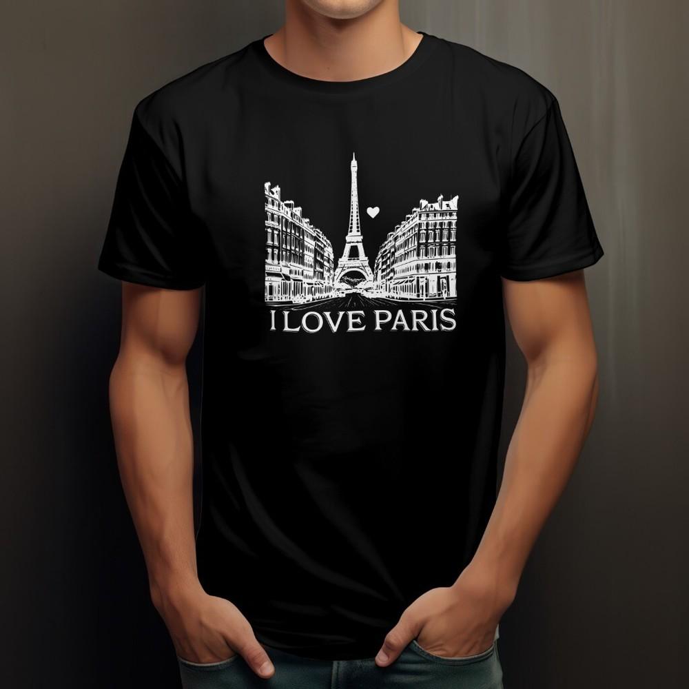 

I Love Paris Tshirt Paris Eiffel Tower France Top Shirt Landmark Love 3XL