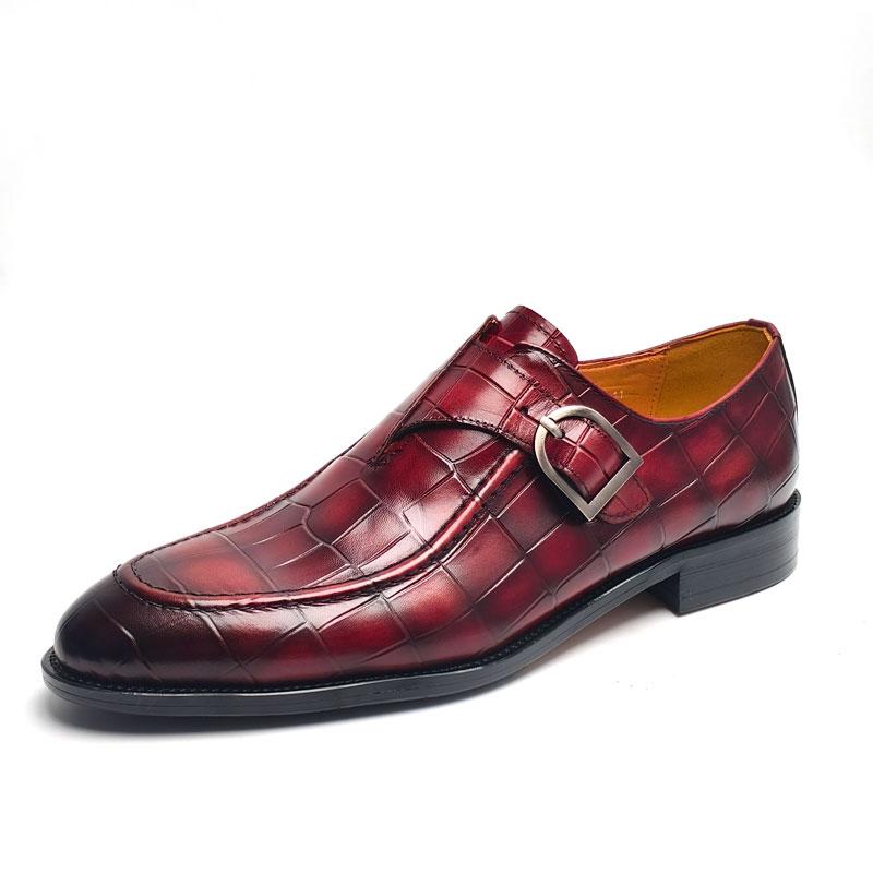 Fashion New Style Casual Shoes For Men Top Layer Cowhide Leather Red Dress Shoes For Wedding Business Loafers Fashion Shoe Rubber Bottom