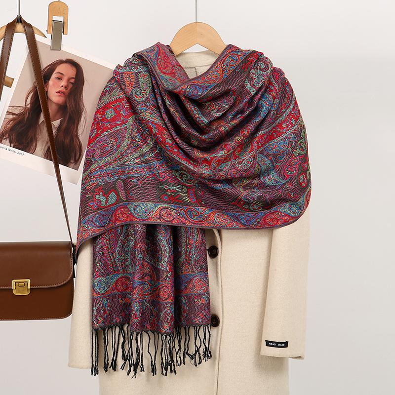 Retro Jacquard Paisley Hijab Cachecol Cotton Viscose Women Muslim Hijab Shawls Long Size Long Wraps Maders Moda Settlement