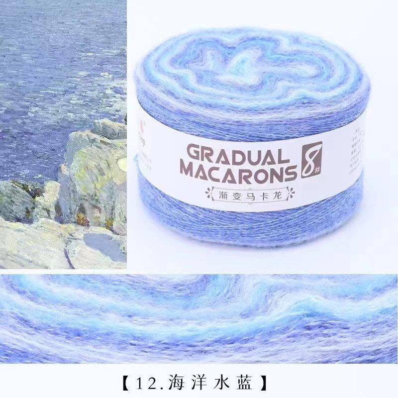 100g/roll Macaron Rainbow Section Dyed Yarn Mohair Blend Hand Woven Crochet Baby Sweater Outer Scarf Cake Thread Soft Fluffy
