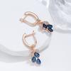 Kienl New  Rose Gold Color Long Earring For Women Vintage Blue Natural Zircon Flower Drop Earring High Quality Daily Jewelry