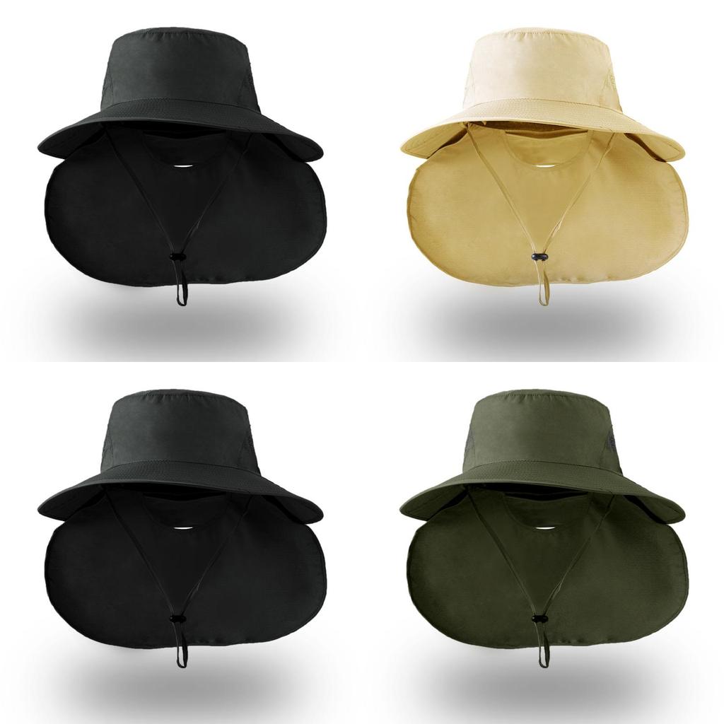 Summer Fisherman Hat With Large Brim For Outdoor Sun Protection And Neck Guard