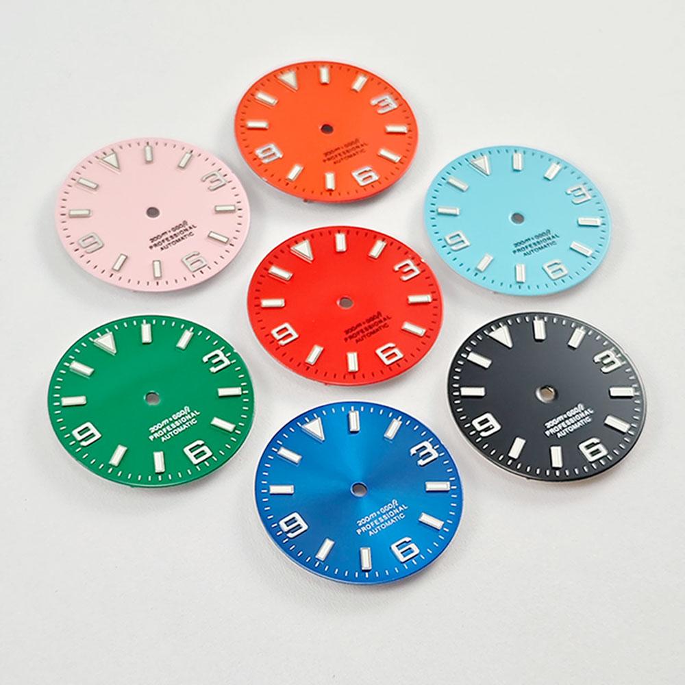 NH35 29mm No Logo Watch Dial Fit NH35A NH36 NH38 Movement Blue Green Luminous Rose Gold /Gold /Silver Nail Explorer Model Dial