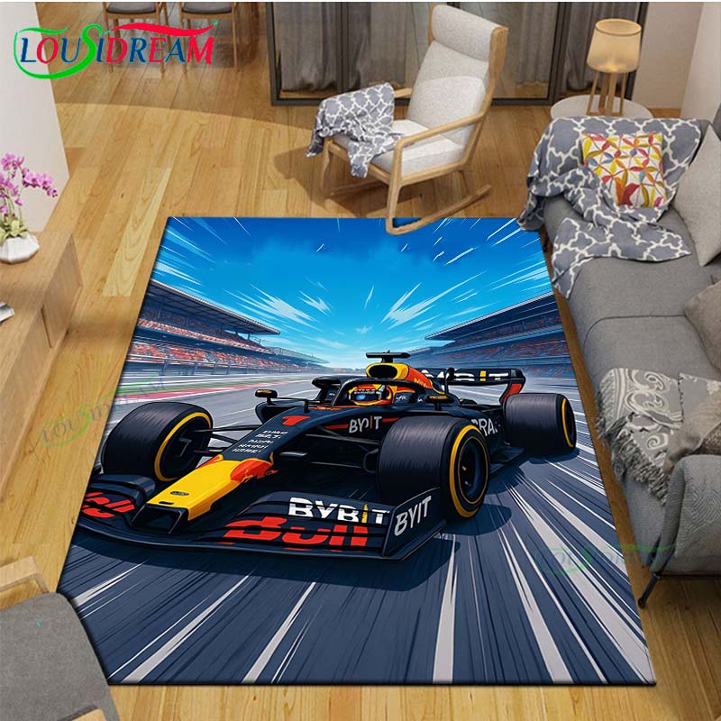 2026 Hot Fashion Racing Car Print Flannel Carpet Outdoor Rug Area Rug Non-slip Carpet Bedroom Decor Carpet for Kids Luxury Gift