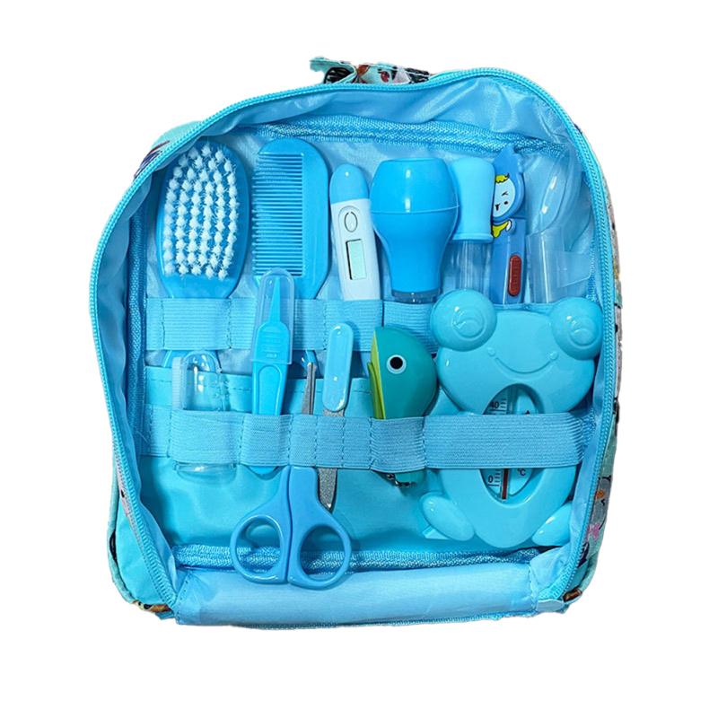 

13 шт./компл. детские ежедневные чистящие средства, набор для ухода за носом, аспиратор, кусачки для ногтей, зубная щетка на кончиках пальцев B синий