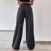 Calças Casuais de Verão para Mulheres Perna Larga Fluidas Slim-Fit Comprimento Calças Leves de Perna Reta