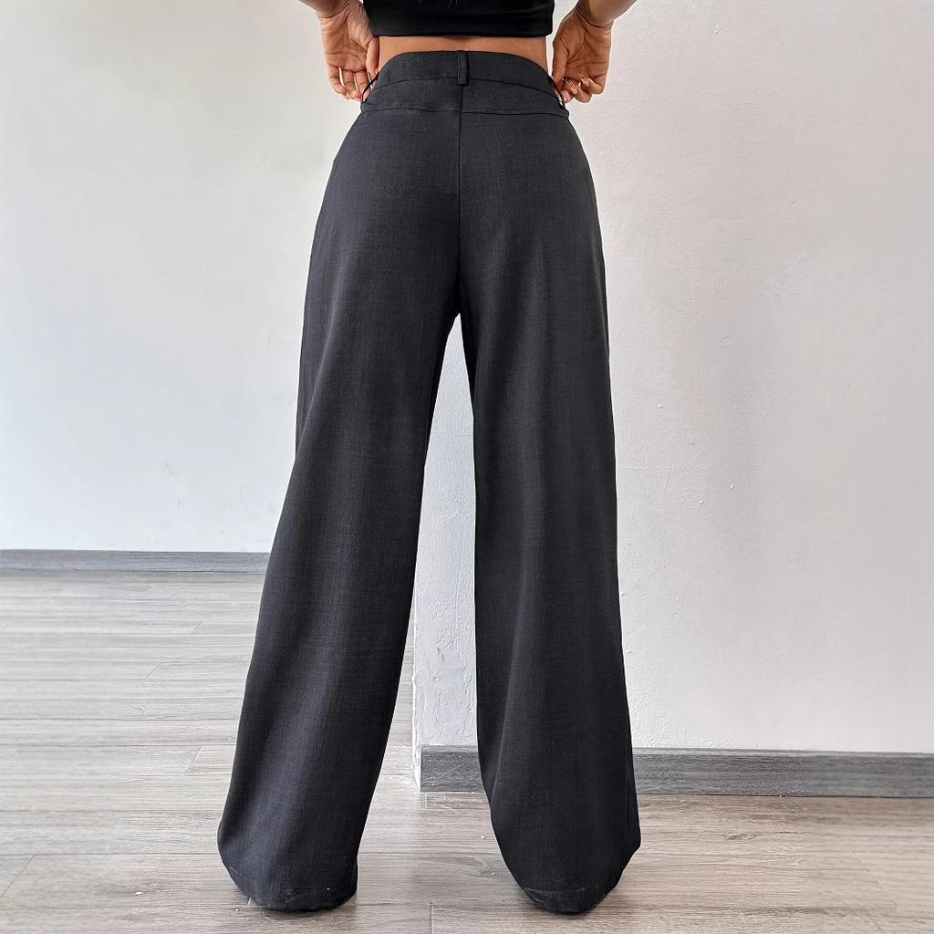 Calças Casuais de Verão para Mulheres Perna Larga Fluidas Slim-Fit Comprimento Calças Leves de Perna Reta
