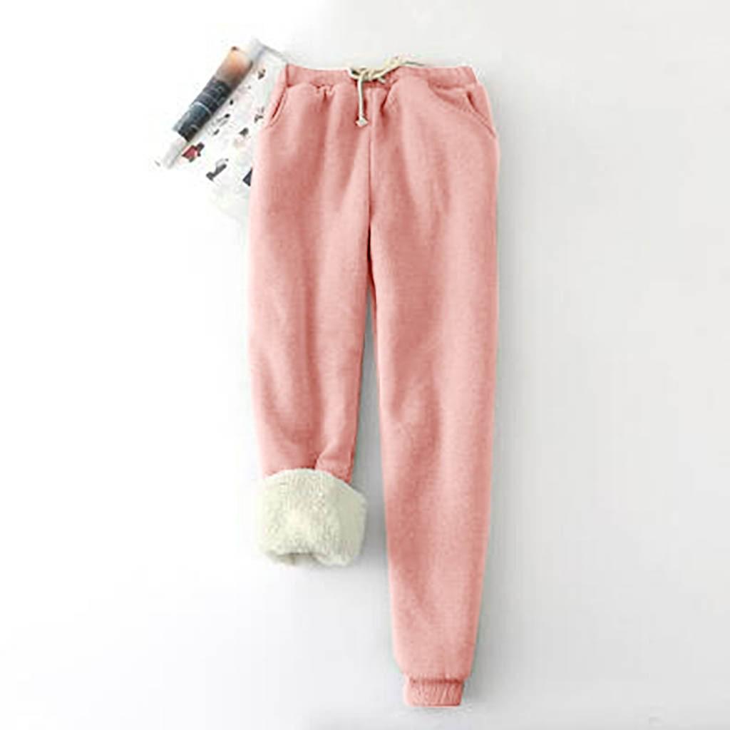 Women's New Winter Solid Color Fleece Large Size Wei Pants Casual Harun Leggings