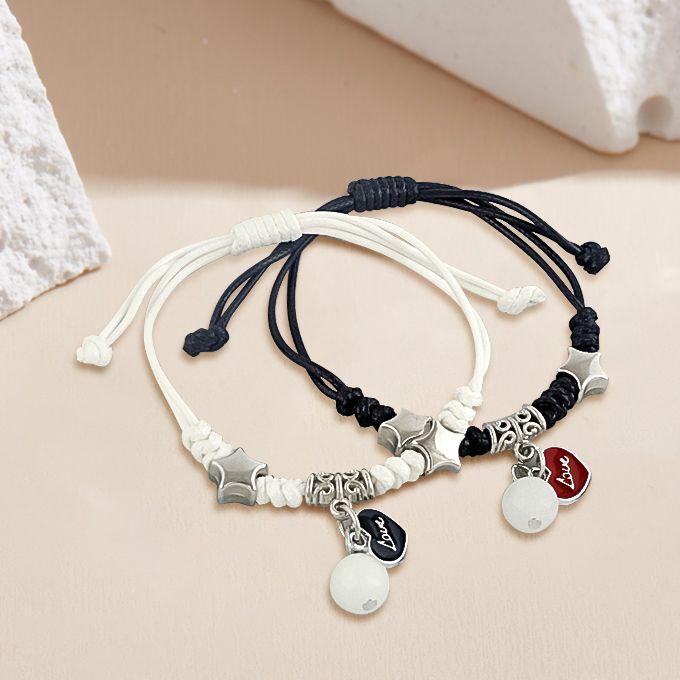 2Pcs/Set Couple Luminous Heart Bracelets