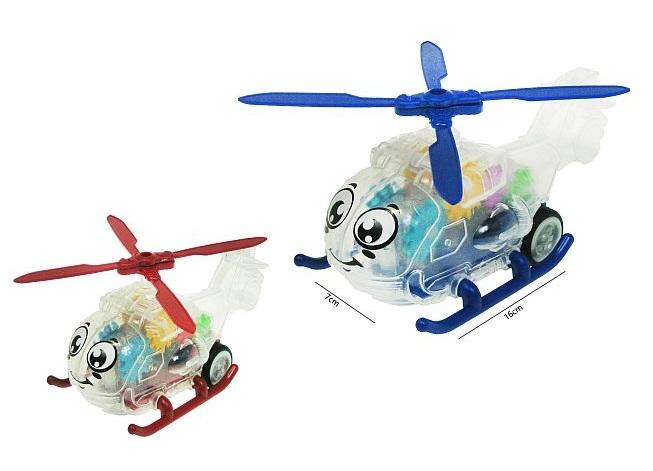 Transparent Helicopter with Gears 15cm with Light