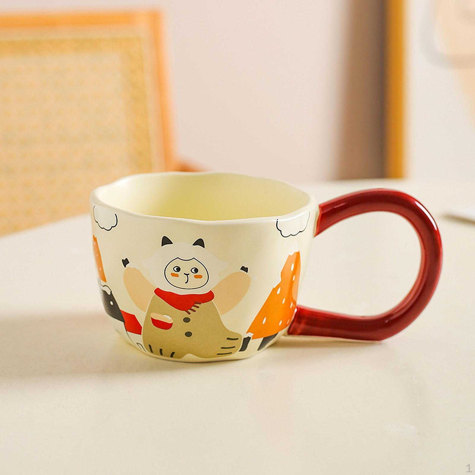 

Кофейная кружка керамическая с С-образной ручкой, мультяшная керамика с широким горлом для питья чая с молоком и латте sheep