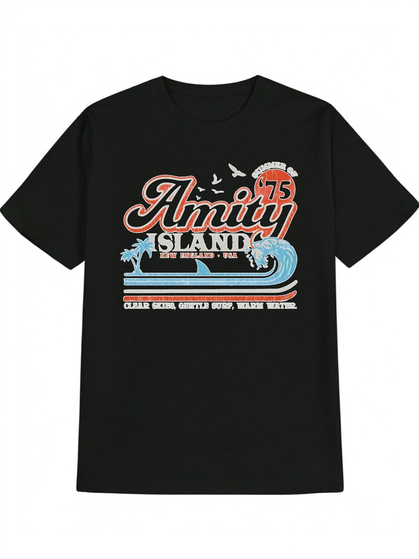 

Vintage Amity Island Graphic T-shirt - Retro Beach Design Tee with Keep It Graphic XL