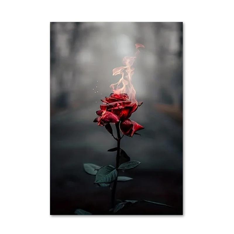 

Темное пламя, горящая красная роза, холст, картины, постеры и принты, настенные художественные картины для гостиной, спальни, домашнего декора 40x60cm No Framed