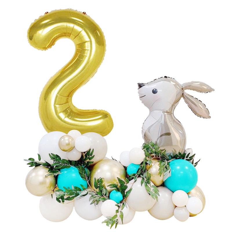 33 Grey Easter Bunny Balloons 40 Aluminum Film Balloons Happy Children's First Birthday Party
