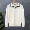 Korean Style Fashion Brand Rhombus Jacquard Lapel Polo Shirt Ruan Handsome Bottoming Long-Sleeved Sweater Hong Kong Style New
