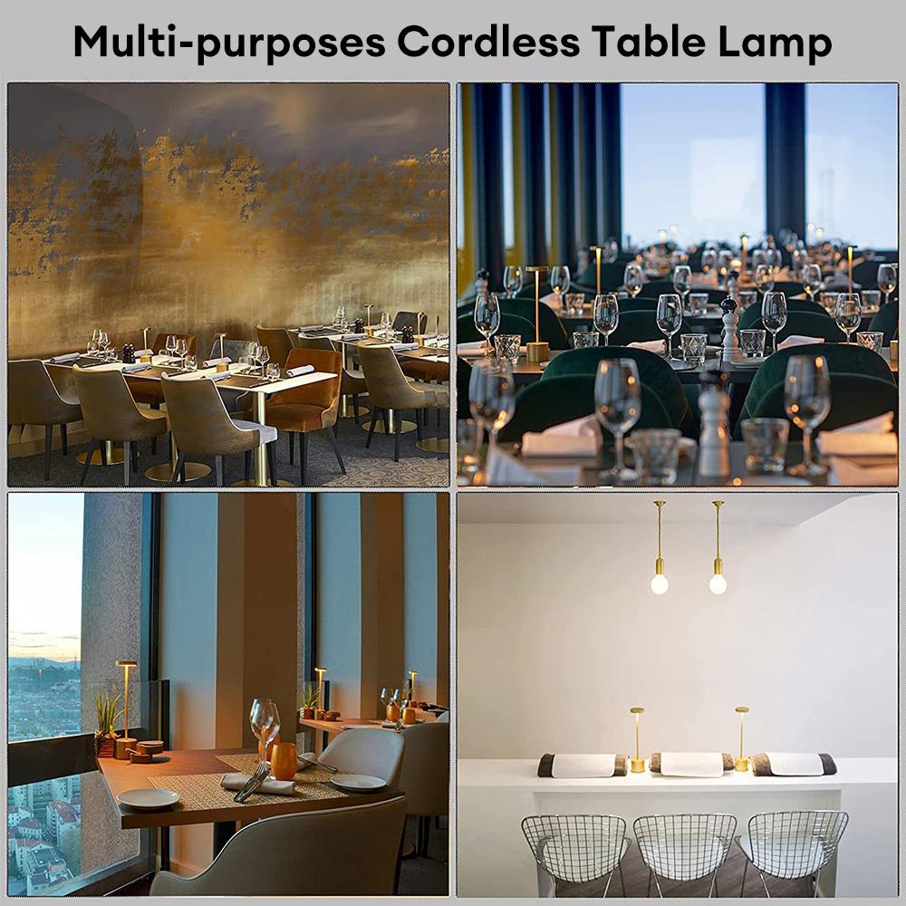 Wireless Retro Table Lamp USB Rechargeable Cordless Night Light Stepless Dimming Table Lamp Bedside Lamp Hotel Bar Decoration