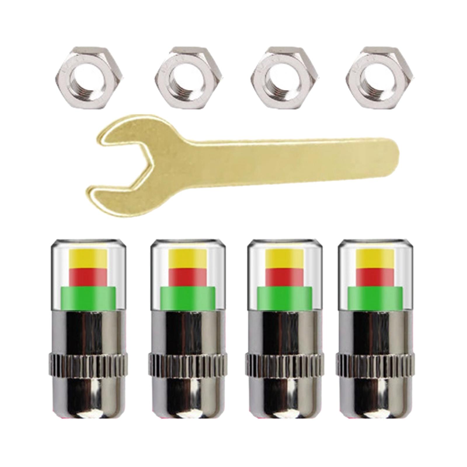 

4Pcs Car Tire Pressure Monitor Caps Eye Remind Gauge Sensor Indicator 3 Colors Copper Core Tools Air Caps for Suvs серебряный