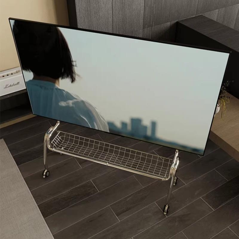 TV Stands Nordic TV Mobile Bracket Living Room Home Modern Simple Floor 32-75 Inch Stainless Steel Hanger with Wheels TV Cabinet