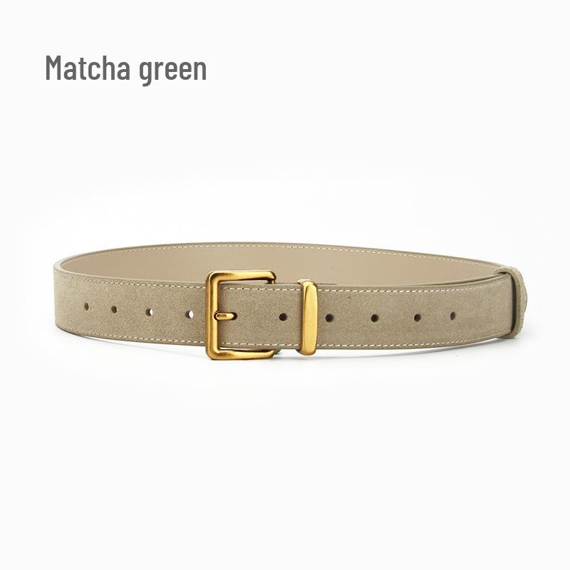 Women's Fashion Simple Versatile Suede Leather Waist Belt with Jeans Decoration