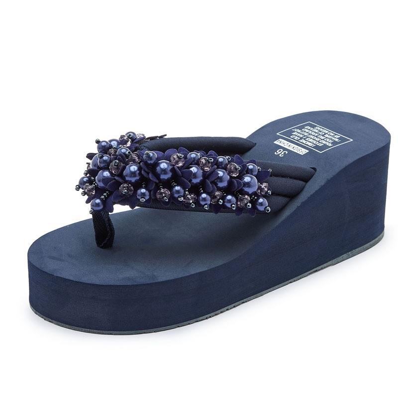 Fashion Comemore Wedge Flip Flops Women 2025 Summer Black Thick Bottom Platform Sandals Slides Woman Plus Size 42 Casual Beach Slippers