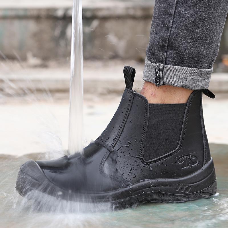 Men's Cowhide Steel Toe Work Boots - Anti-smash, Anti-puncture, Wear & Oil Resistant, Acid-Alkali & Waterproof.