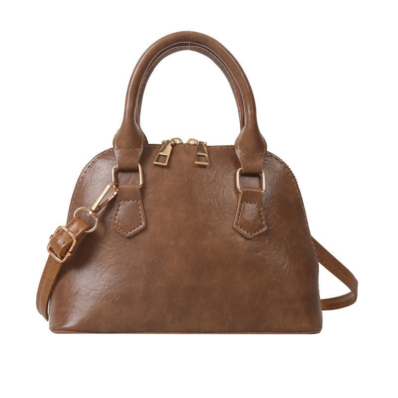 Stylish Vintage Shell Bag For Women 2023 Soft Pu Leather Handheld Shoulder Bag