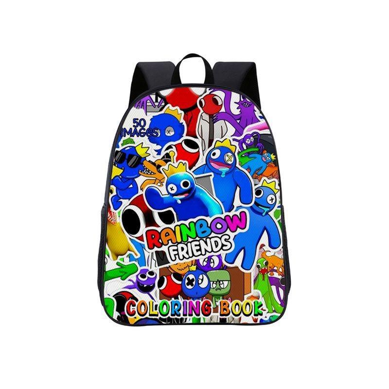 Color Friends Rainbow Anime Cartoon Print School Backpack For Boys Girls And