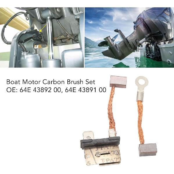 Bnineteenteam 4 PCS Trim Tilt Motor Brush Kit, Boat Motor Carbon Brush Set High Stability 64E 43892 00 for Outboard 115 to Trim Tilt