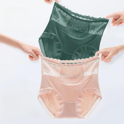 Baumwollspitzen-Unterwäsche für Damen Leicht Hohe Taille Übergröße Raffinierter Bauch Ohne Abdrücke Damen-Slips