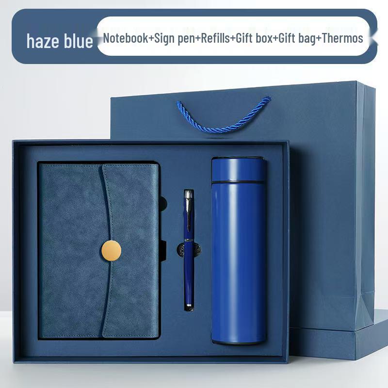 Conjunto de Presente Caderno A5 Dobrável em Três e Copo Térmico – Lembrança Corporativa Personalizada com Logotipo