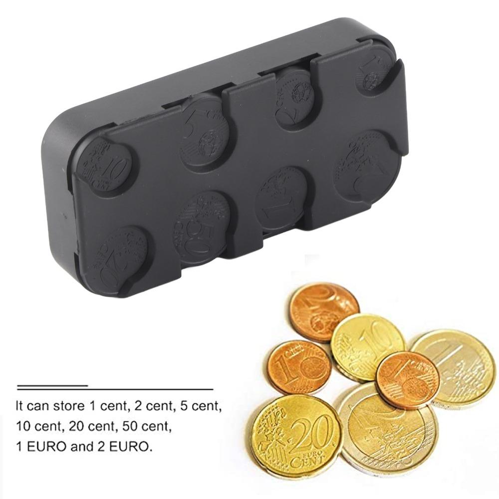 Organizzatore Contanti Ferro Inossidabile Dispenser Monete Euro ABS Nero Portamonete Scatola Universale Portatile per Monete Collezionisti di Monete