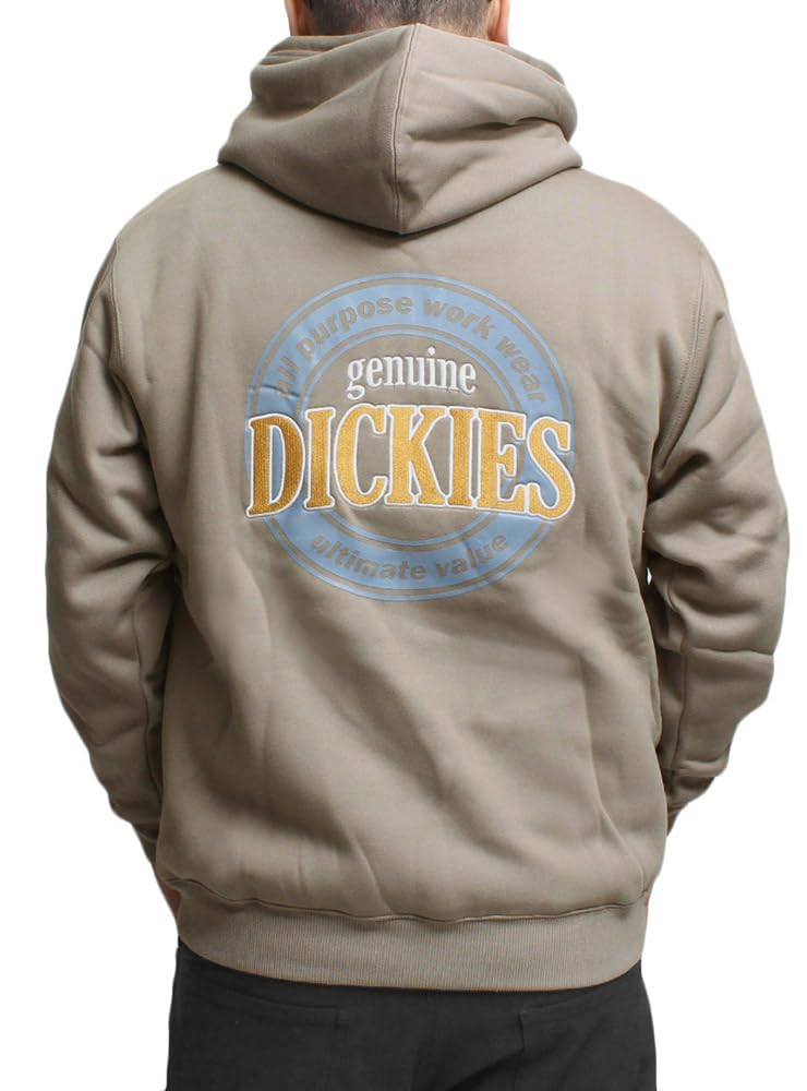 Genuine Dickies Men's Fleece-Lined Pullover Sweatshirt with Back Print, Size 2L, Greige (75)