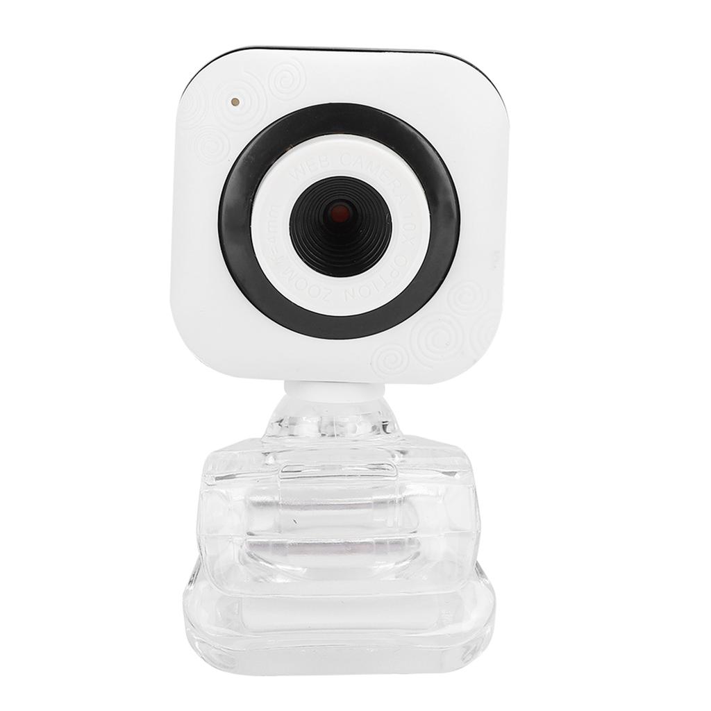 Built in Microphone Computer Camera Webcam PC Accessory 480P White with Transparent Clip