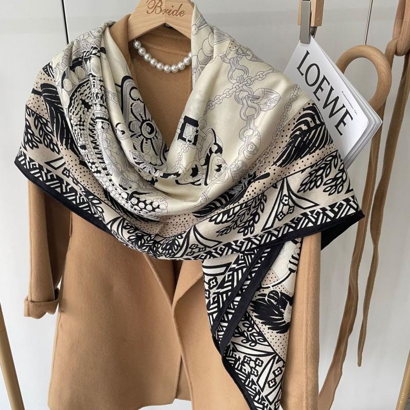 Womens Silk Cashmere Wool Scarf Winter Warm Square Shawl Fashion Luxury