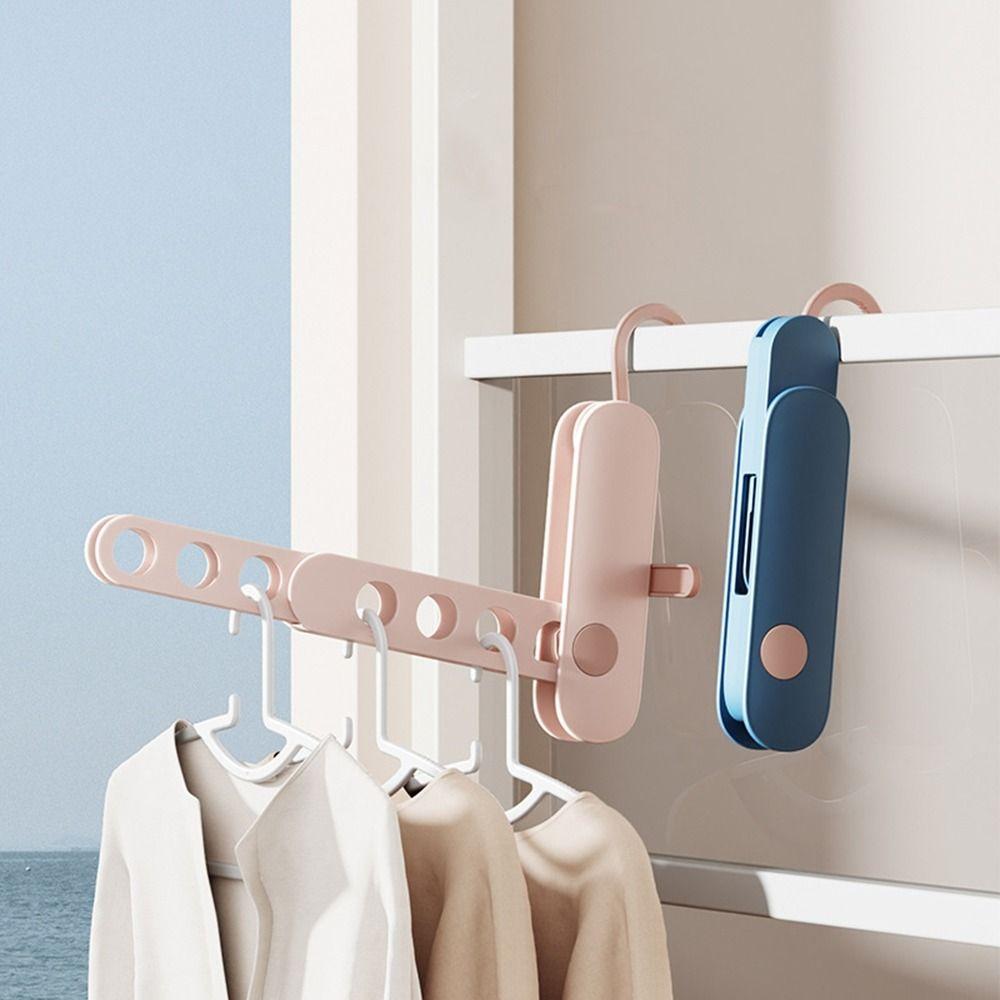 2Pcs Plastic Folding Clothes Hanger Rack Hanging Clothes Hanger Clothes Storage Organizer Hotels