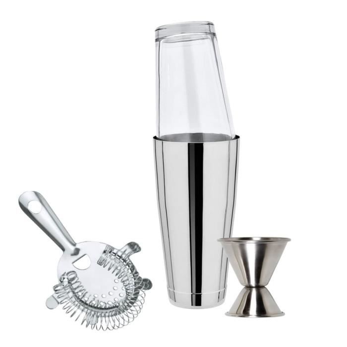 Set de cocktail - Boston Shaker - Métal et verre - 2 pièces - 500 ml - Compatible lave-vaisselle