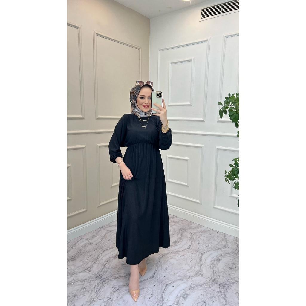 Rochie de damă cu mânecă liliac cu elastic în talie