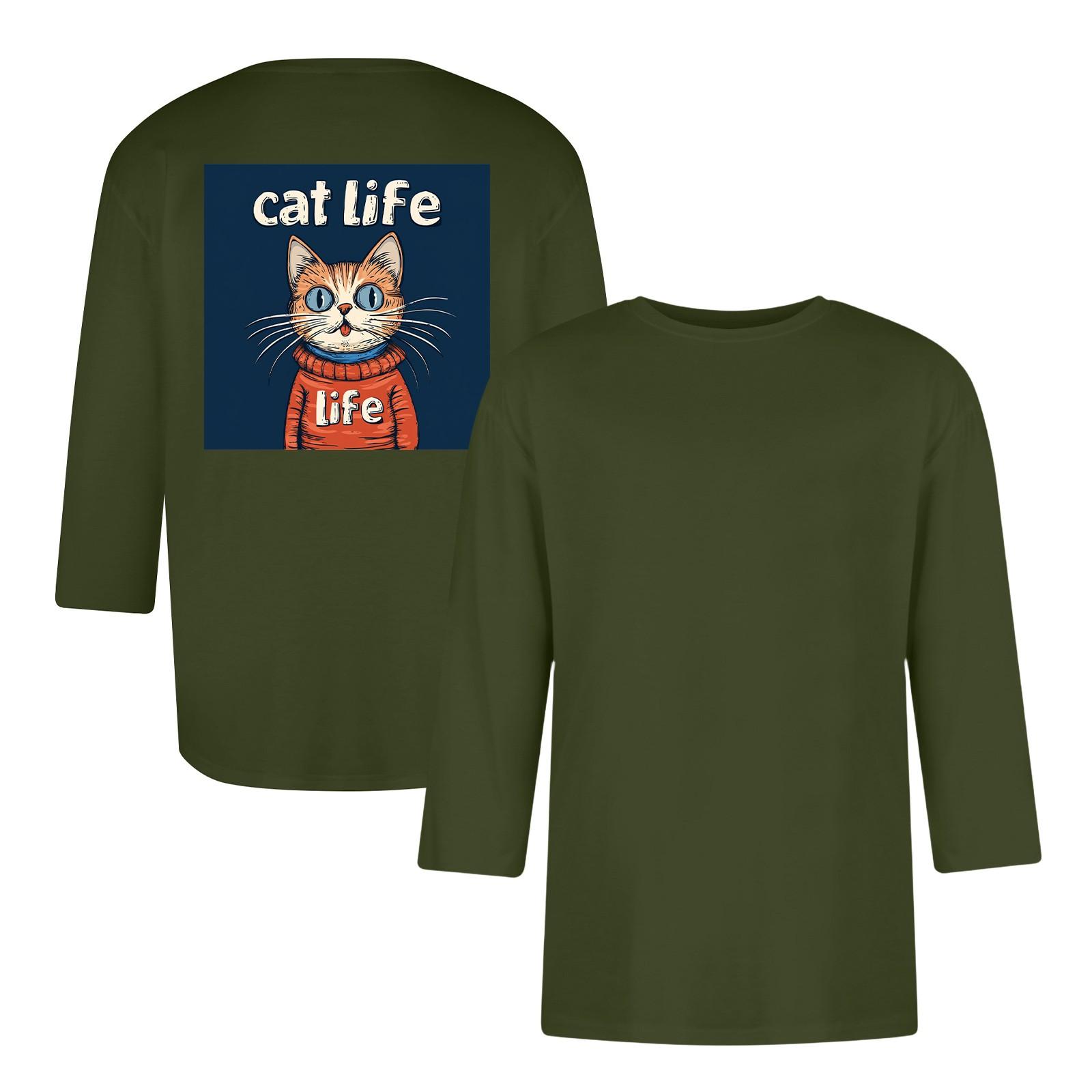 

Мужская повседневная и модная футболка с принтом, с круглым вырезом и рукавом три четверти S