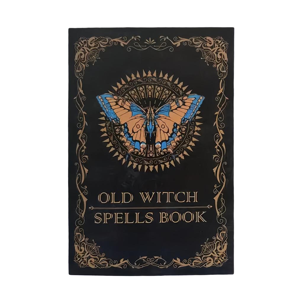Hexen Zauberspruchbuch Vintage Lederoptik mit anpassbarem Einband für Halloween Cosplay und RPG Leere Seiten