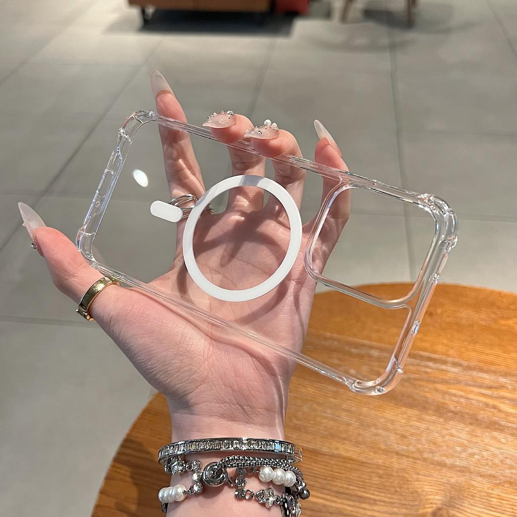 Four corners high transparency OPPOFindx1Pro mobile phone case PC crystal shield Magnetic suction Reno11F anti-drop protective case