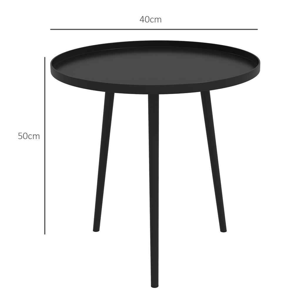 Outdoor side table. Garden table. Round patio table. Steel. 40 x 50 cm (diameter x height). Black