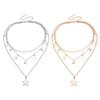 Trend Niche Sense Multilayer Collarbone Chain Temperament Simple Cold Wind Flat Snake Chain Star Tassels Necklace