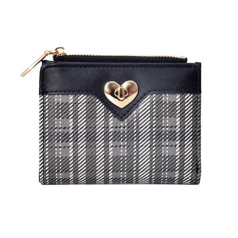 

Женский кошелек ins женский маленький кошелек женский высококлассный короткий кошелек многофункциональная сумка для мелочи чёрный