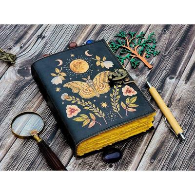 Vintage Butterfly Leather Journal Writing Notebook Sketchbook Blank Spell Book