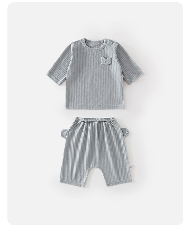 7-Sleeve Baby Pajama Set: Pure Cotton, Tagless, Breathable, Sweat-Absorbent, Unisex, Summer Two-Piece Base Layer