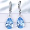 925 Sterling Silver Topaz Drop Earrings  for Women High Quality Gemstone Simple Blue Emerald  Wedding Party Fashion Jewelry Gift
